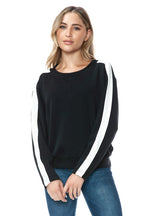 Ariella Crew Neck With White Sleeves in Scuba