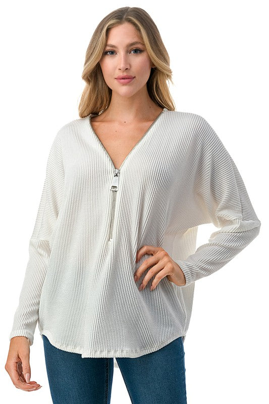 Ariella DOLMAN SLEEVE ZIPPER TOP