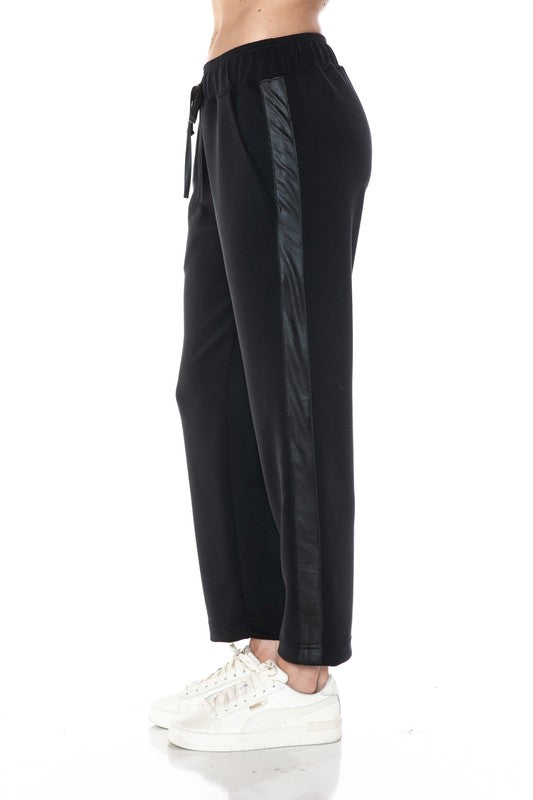 Ariella STRAIGHT LEG PANT W/ PLEATHER DETAIL IN SCUBA