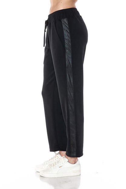Ariella STRAIGHT LEG PANT W/ PLEATHER DETAIL IN SCUBA