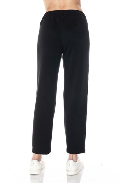 Ariella STRAIGHT LEG PANT W/ PLEATHER DETAIL IN SCUBA