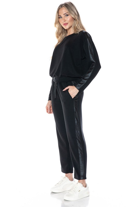 Ariella STRAIGHT LEG PANT W/ PLEATHER DETAIL IN SCUBA