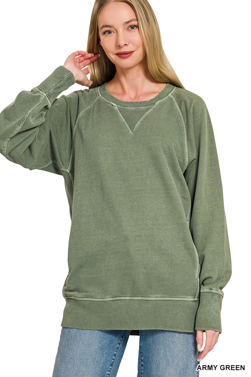 PIGMENT DYED FRENCH TERRY PULLOVER WITH POCKETS