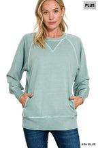 PIGMENT DYED FRENCH TERRY PULLOVER WITH POCKETS
