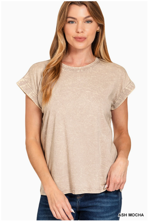Halo Snow Washed Cuffed Short Sleeve Tee !