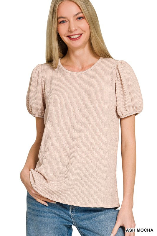 Puff Sleeve Corded Shirt