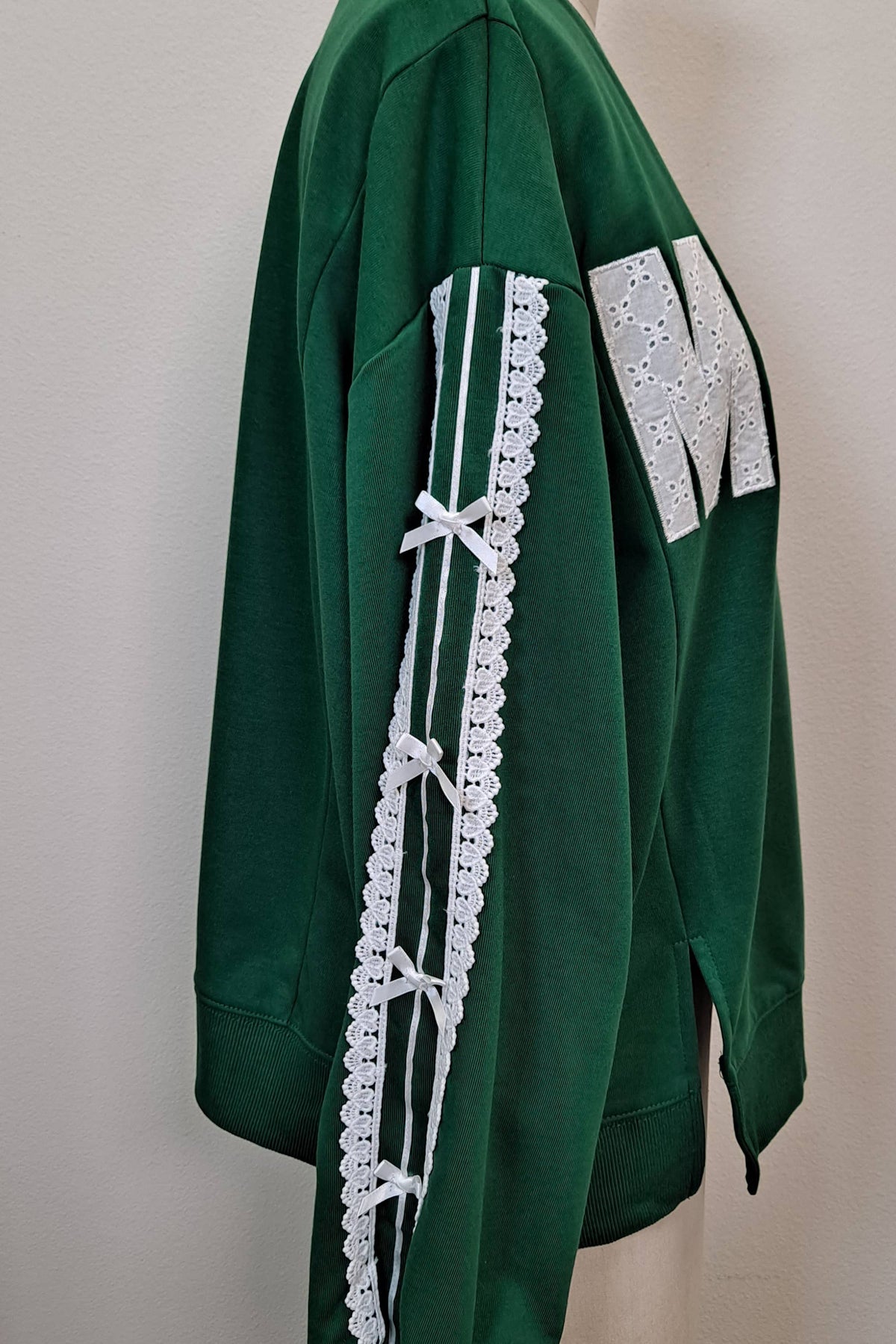 Main Strip - Merry Eyelet Lace Bow Sleeve Sweatshirt