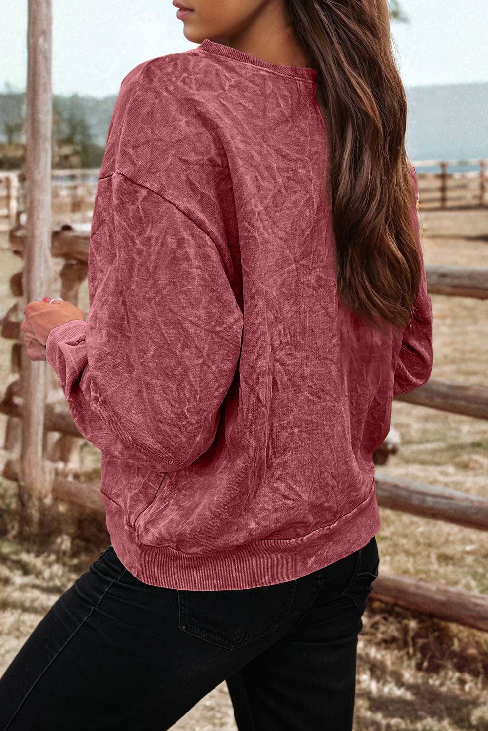 Saved By Grace Embroidery Mineral Wash Loose Sweatshirt
