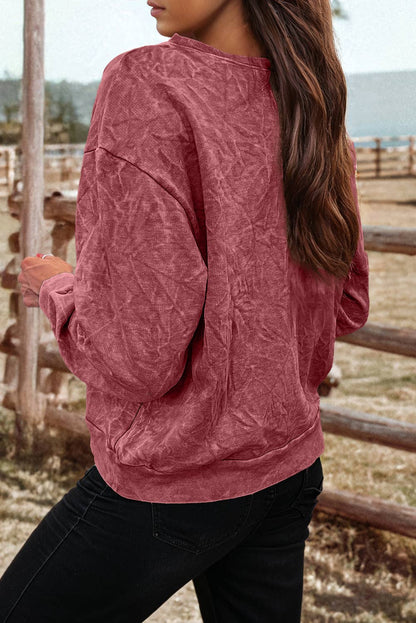 Saved By Grace Embroidery Mineral Wash Loose Sweatshirt