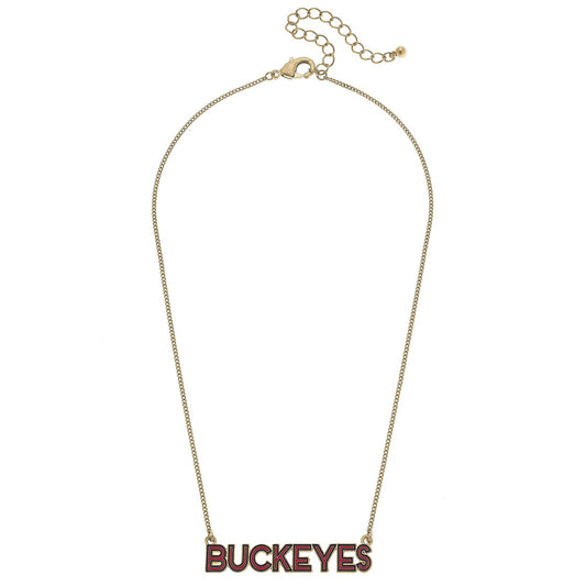 Canvas Style - Ohio State Buckeyes Outline Enamel Necklace