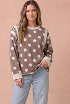 Haptics - Polka Dot Mixed Media Knit Top