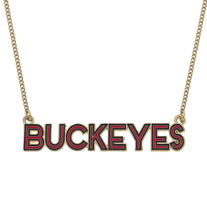 Canvas Style - Ohio State Buckeyes Outline Enamel Necklace