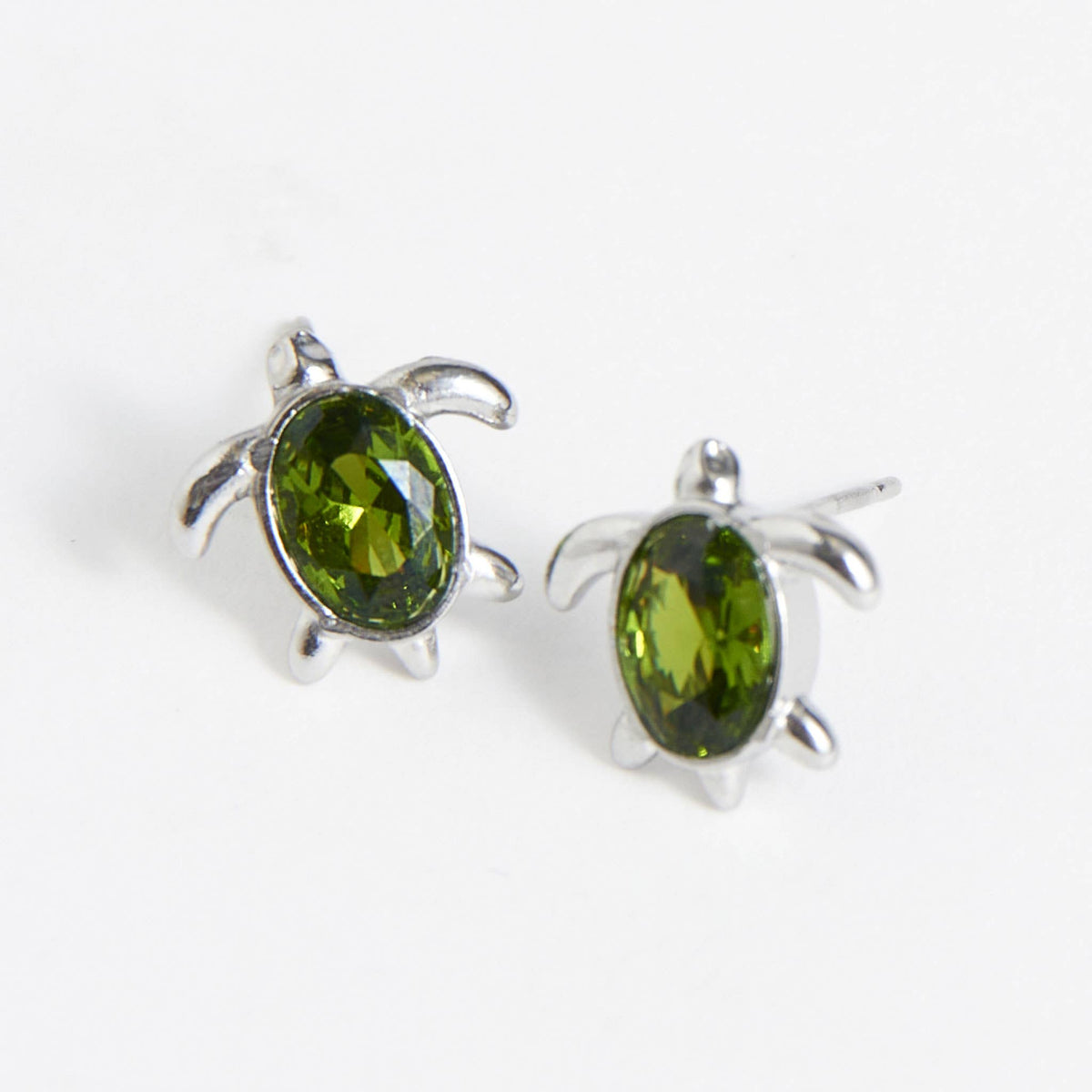 Howard's - Waterproof Earrings Turtle Studs Green Cubic Zirconia