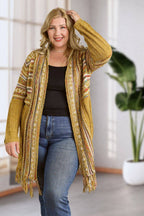 Maya PLUS FRINGE HEM AZTEC CARDIGAN