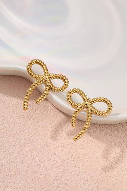 18K STAINLESS STEEL TARNISH FREE BOW STUD EARRINGS |