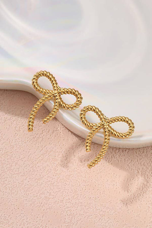 18K STAINLESS STEEL TARNISH FREE BOW STUD EARRINGS |