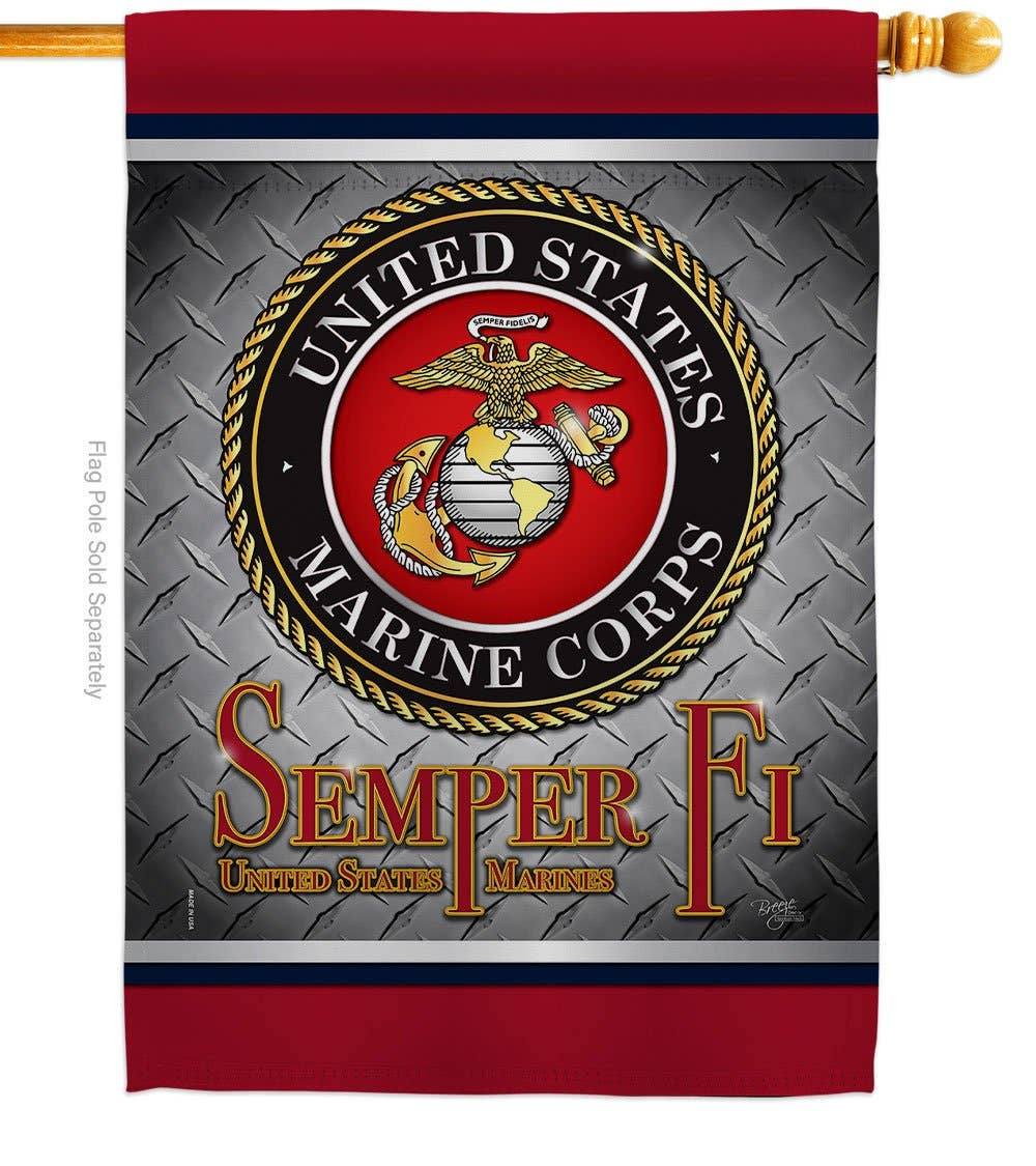 Semper Fi US Marine Armed Forces Military Corps Decor Flag Double Sided-Thick Fabric