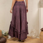 Young Threads - Boho Smocked Mineral Wash Lace Tiered Ruffle Pants NEW