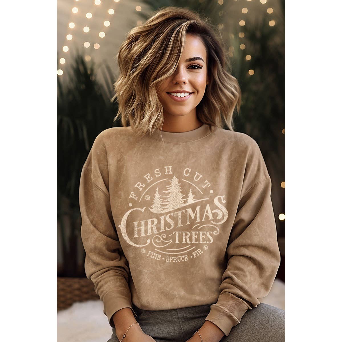 CHRISTMAS TREES MINERAL GRAPHIC SWEATWHIRTS