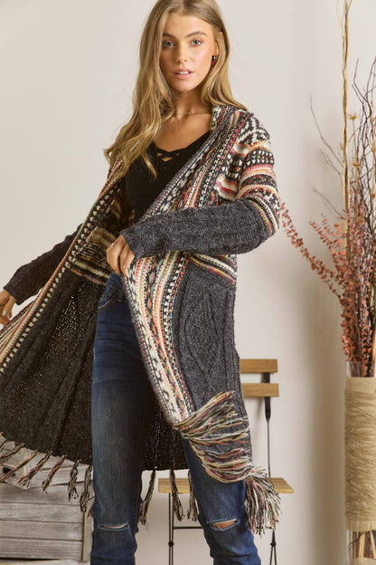 Maya FRINGE HEM AZTEC CARDIGAN