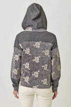 Festive Flower Embroidery Hoodie Jacket