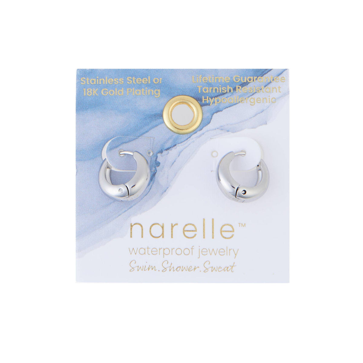 Howard's - Waterproof Earrings Hoop Graduated Huggie in Gold & Steel