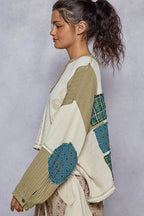 Pol Clothing - Round neck cut and sew patch oversized knit top