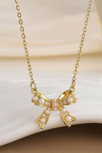 18K STAINLESS STEEL TARNISH FREE BOW NECKLACE