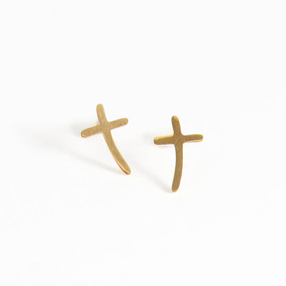 Howard's - Waterproof Earrings Cross Studs in Gold & Stainless Steel