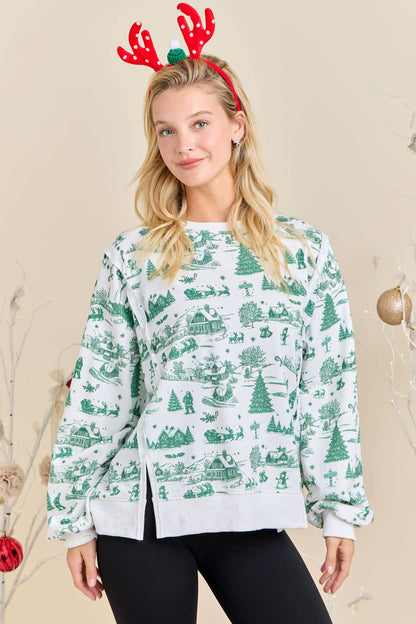 Main Strip - Green & red Christmas Village Sweatshirt