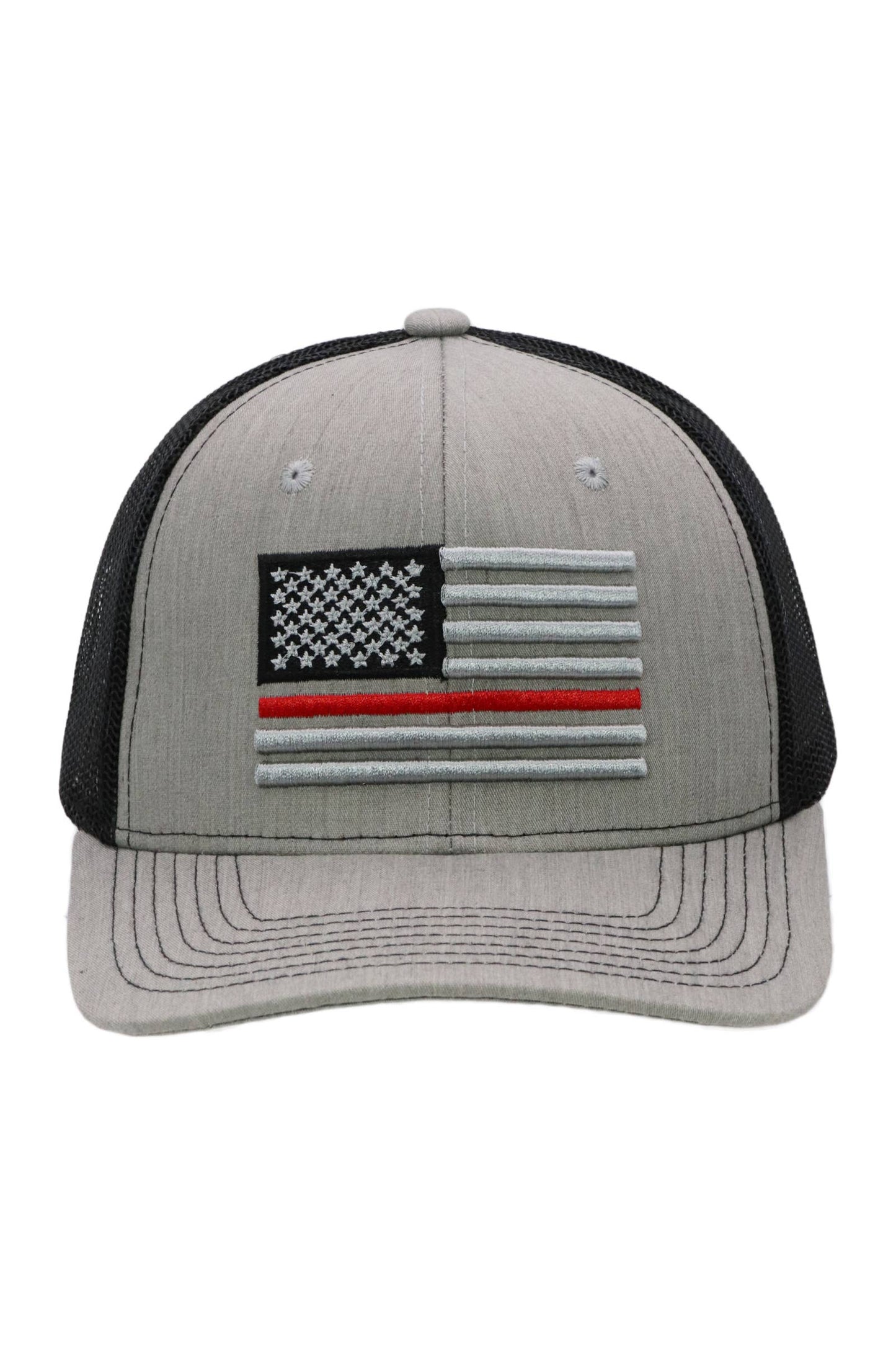 Cap Zone - Fire Dept Red Line American Flag Mesh Trucker Hat