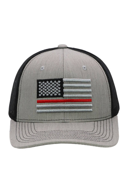 Cap Zone - Fire Dept Red Line American Flag Mesh Trucker Hat