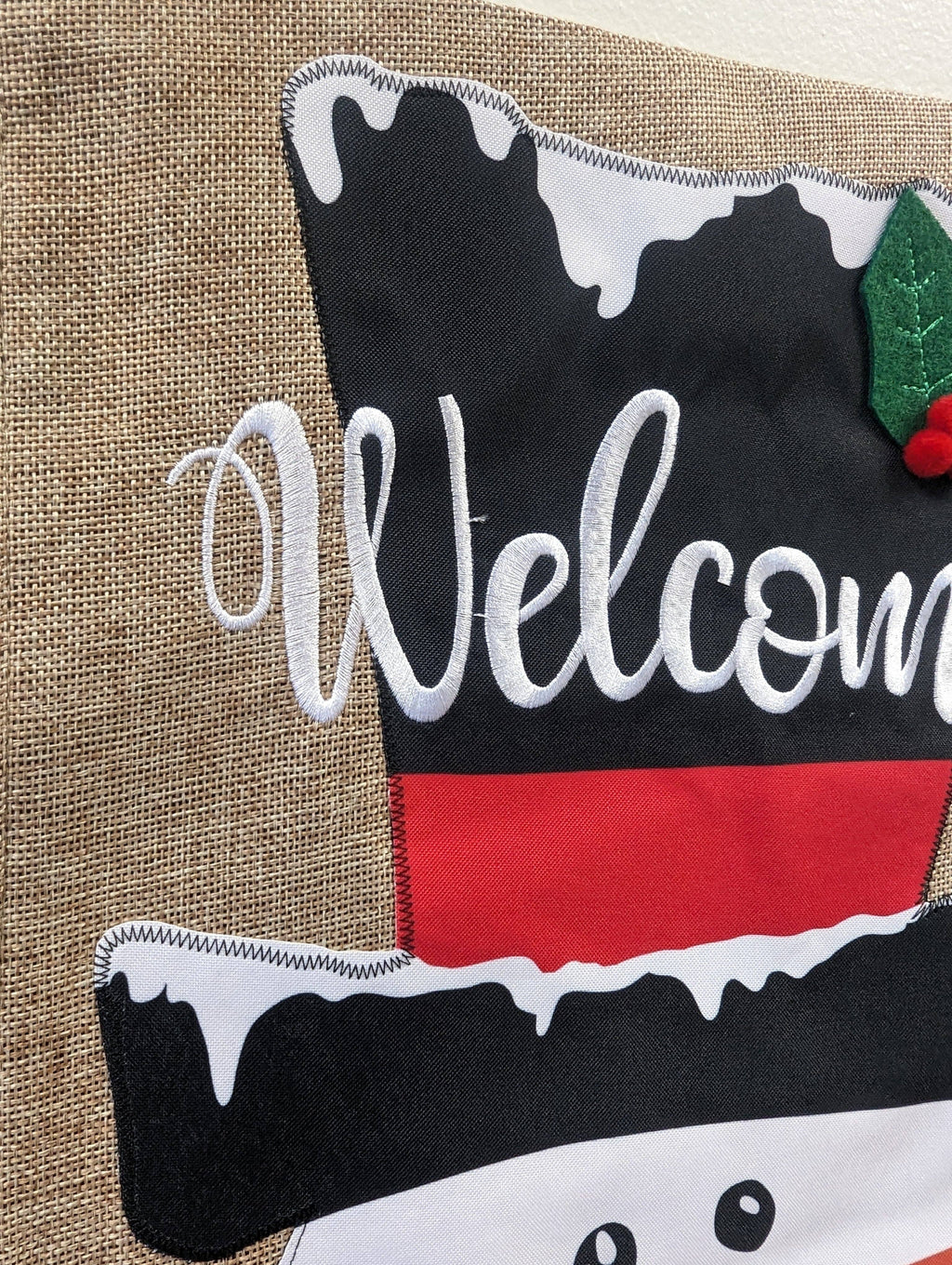 Christmas Decoration Snowman Top Hat Welcome Burlap 2-Sided Garden Flag 12.5x18"