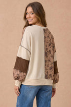 Haptics - Floral and Cable Knit Patchwork Top