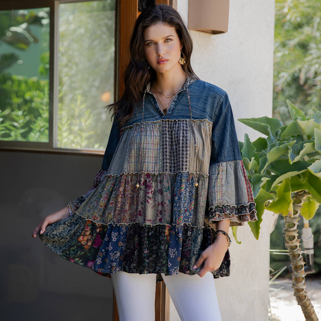 Artistic Fusion: Overdyed Jhabla Top With Emb