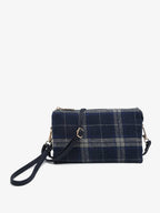 Jen & Co. - M013PLD Riley Plaid Monogrammable 3 Compartment Crossbody/Wristlet