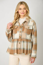 Perfect Peplum Fringe Plaid Jacket