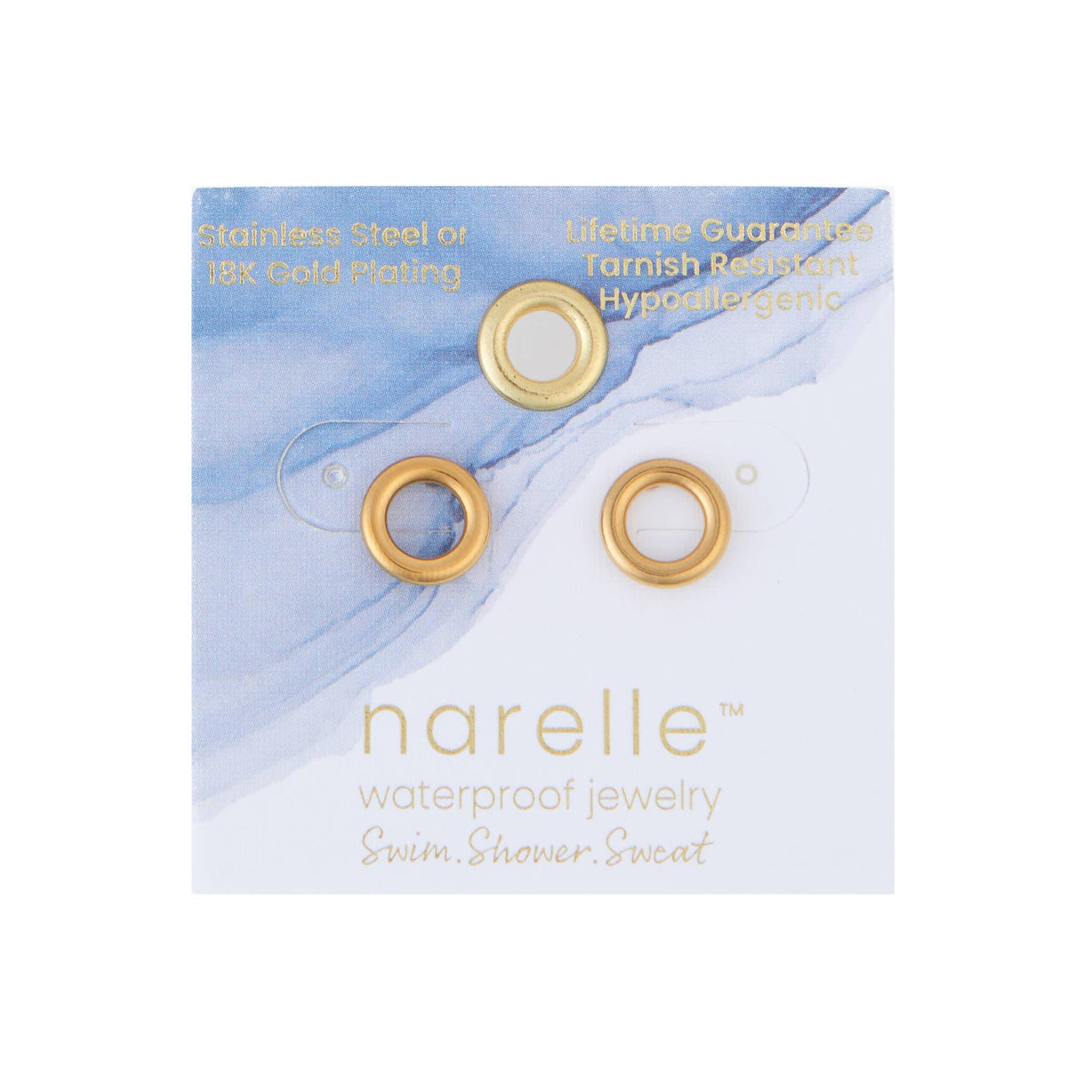 Howard's - Waterproof Earrings Circle Studs Stainless Steel & Gold