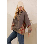 Sage + Fig - VINTAGE PLAID MIXED-MEDIA HOODIE PULLOVER
