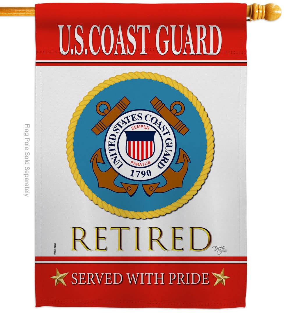 Two Group Flag Co - US Coast Guard Retired Military Retirement Veteran Flag