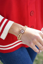 Canvas Style - Ohio State Buckeyes Pave Disc 2-Row Ball Bead Bracelet