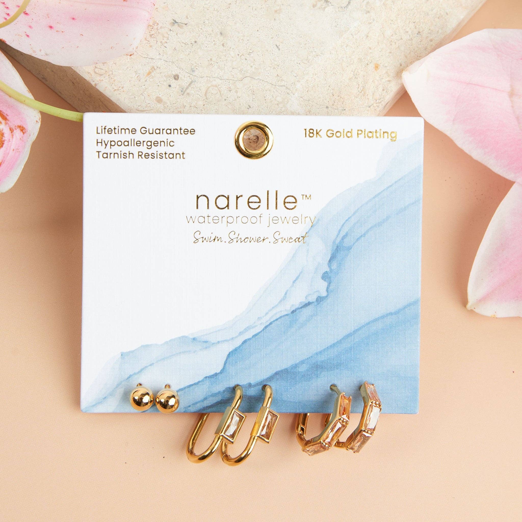 Howard's - Narelle Waterproof Rectangle Hoop Earring Trio