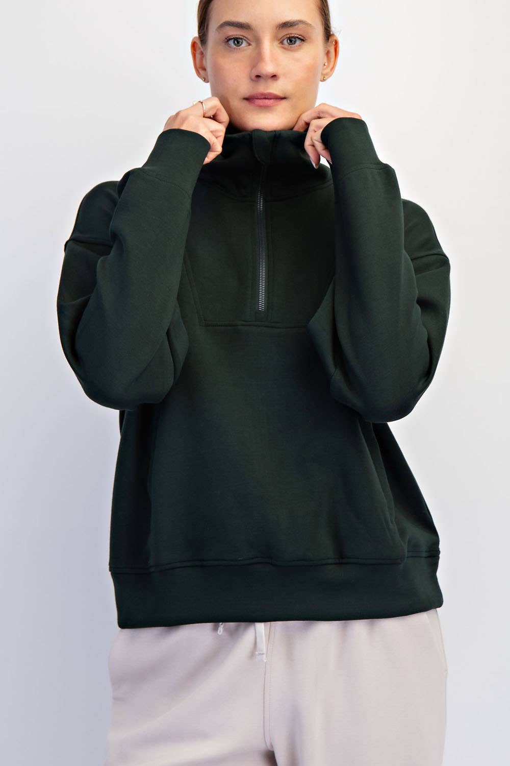 Rae Mode - MODAL SCUBA QUARTER ZIP FUNNEL NECK PULLOVER