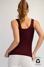BUTTER FABRIC SQUARE NECKLINE SLEEVELESS TANK TOP