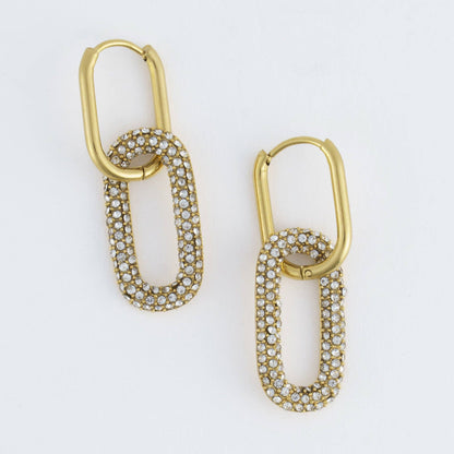 Howard's - Narelle Waterproof Pave Linked Hoop Earrings