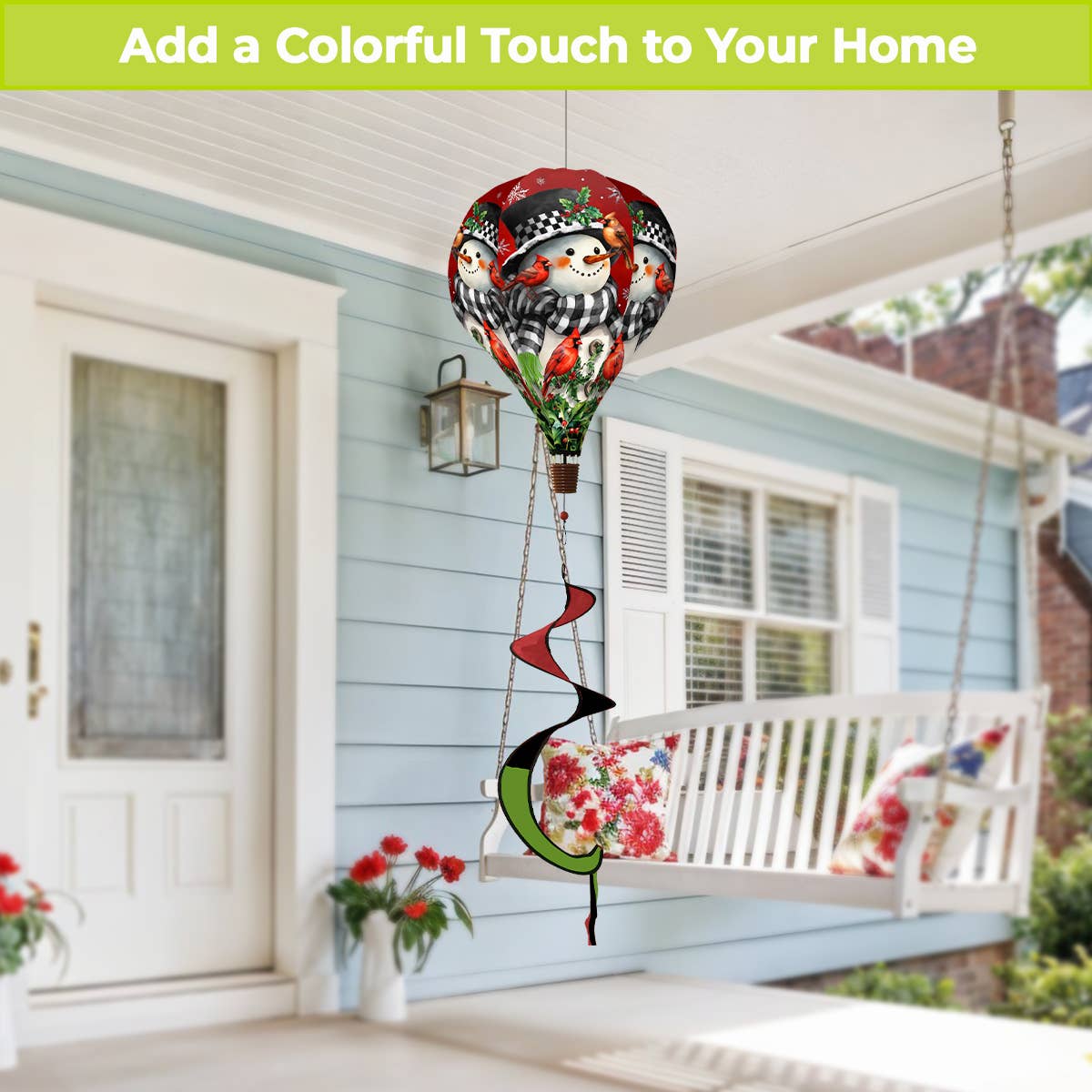 Briarwood Lane - Snowman With Cardinals Hot Air Balloon Spinner
