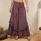 Young Threads - Boho Smocked Mineral Wash Lace Tiered Ruffle Pants NEW
