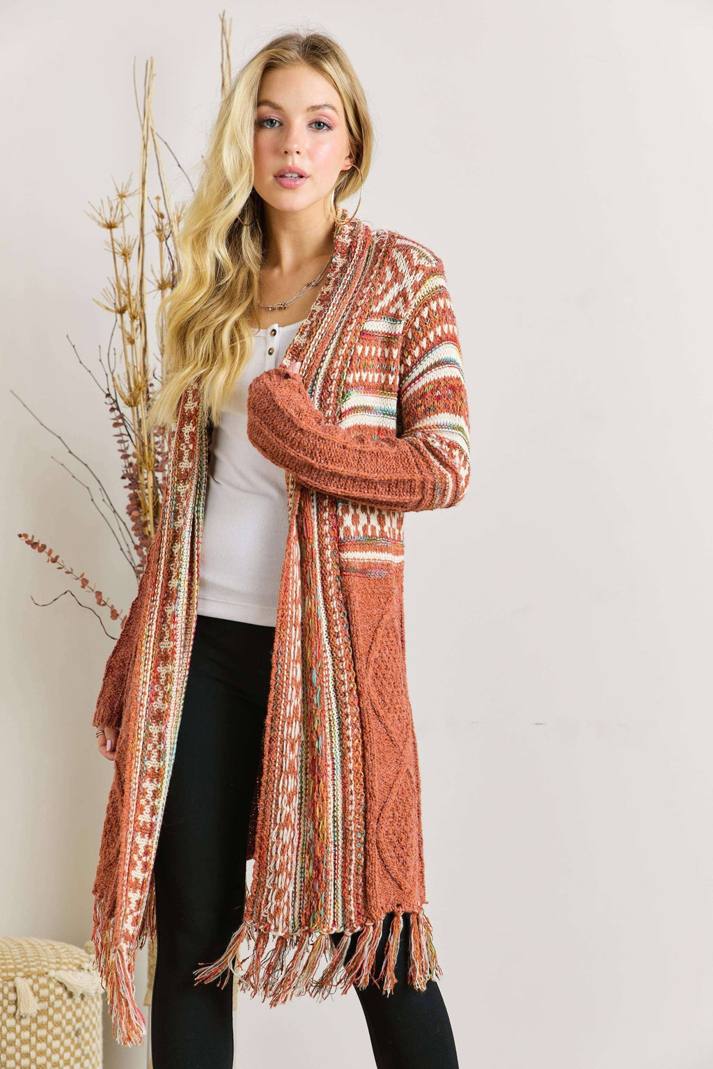 Maya FRINGE HEM AZTEC CARDIGAN