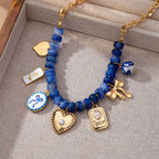 JOSSLYN by wall to wall - Beaded & Gold Chain Multi-Charm Strand Necklace | 80N93913