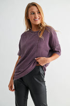 Cotton Blend Mineral Wash Waffle Short Sleeve Tee